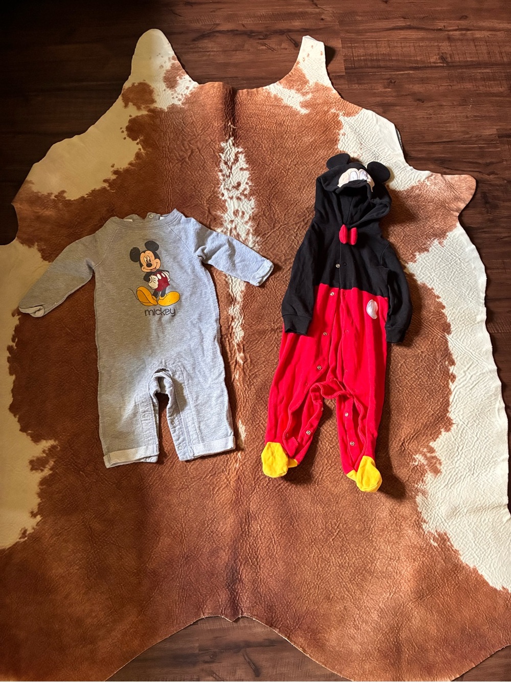 Disney Red, Black & Yellow Mickey Hooded Baby Footie